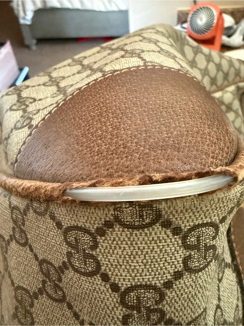 Gucci Beige and Brown GG Monogram Top-Handle Tote restoration project